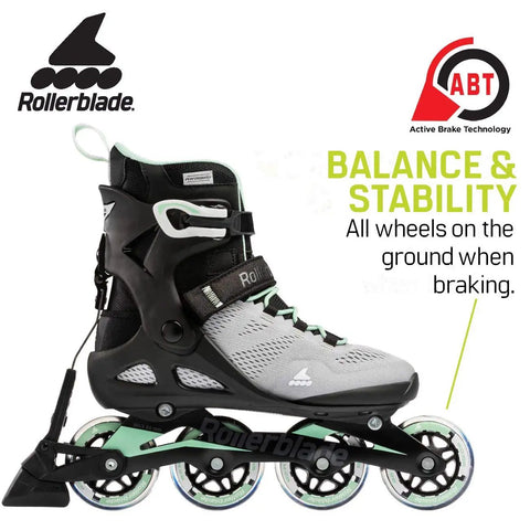 Macroblade 80 ABT Women's Fitness Inline Skates With Superior Molded Boot And Vented Shell Glacier Grey Mint, side view