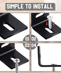 Tough As Nails Table Top Fasteners Heavy Duty Steel Furniture Connectors Classic Black in install process images, showing angles and screw placement.