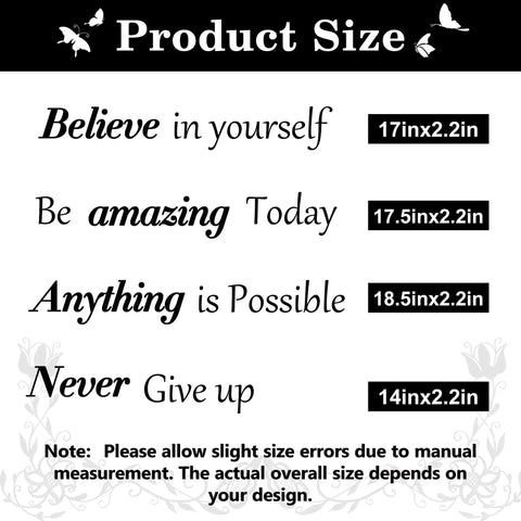Three Sheet Totally Motivational Wall Decals With Uplifting Quotes And Butterfly And Flower Art Peel And Stick Product Sizes
