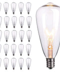 25 Pack Edison Style Replacement Light Bulbs 7-Watt E12 Candelabra Base ST40 Clear Glass Warm White 2300K