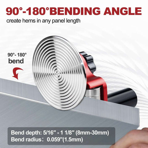 Sheet Metal Bender One Station Disc Roller Hand Tool For Straight And Curved Bends Detachable Disc Design showing bend angle