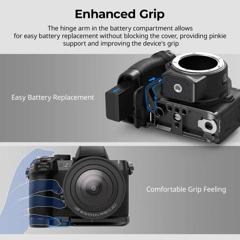 Z50 II Base Plate For Nikon Z50 II Aluminum Alloy Bottom Mount Plate With Arca Swiss Quick Release shown on camera.