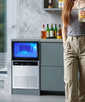 Party Ready Ice Maker For Home Bar Or Restaurant, Up To 130 Lbs Per Day With 33 Lbs Storage, 45 Cubes Per Cycle in modern kitchen