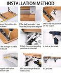 Step-by-step installation guide for Heavy Duty Triangle Folding Shelf Brackets Set Of 2 Adjustable Wall Mounts For Shelves