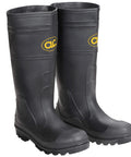 Badass Black Men's Waterproof PVC Work Boots With A Cozy Over The Sock Fit Seamless Polyblend Shield Keeps Out Chemicals And Dirt For Heavy Duty Outdoor Grinds, side view.