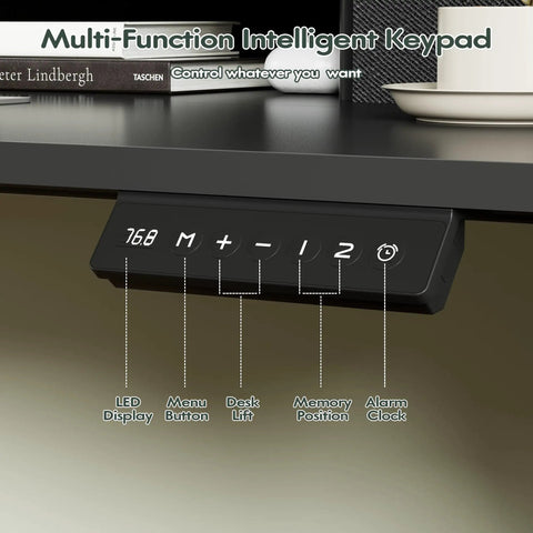 Electric Standing Desk With Two Drawers And Monitor Shelf Adjustable Height Sit Stand Desk With Splice Board Quick Install
