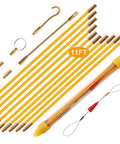 11Ft Fiberglass Fish Tape Rods Kit For Running Electrical Cables Through Walls And Attics With Glow Rods And Attachments, Cable Puller
