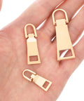 Six Piece Gold Zipper Pull Replacement Set In Gold Zinc Alloy For Luggage Backpacks Jackets Suitcases And Coats With Three Sizes