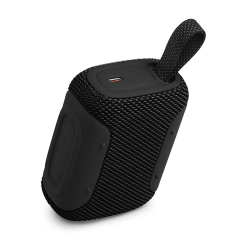 Palm Sized Ultra Portable Waterproof And Drop Proof Bluetooth Speaker With Deep Bass, Ambient Edge Lighting, black fabric cover