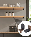 Hella Sturdy 30 Pack Cabinet Shelf Support Pegs Antique Bronze Heavy Duty Furniture Rest Pins on wooden shelves in kitchen.
