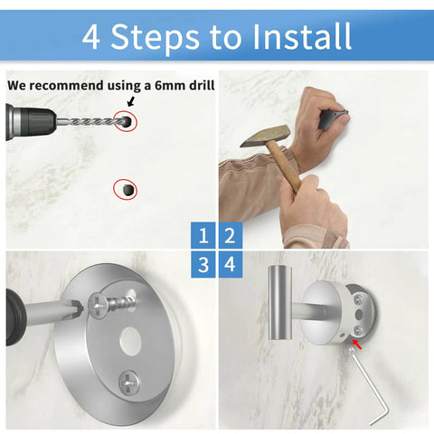 Heavy Duty Stainless Steel Towel Hooks 4 Pack Brushed Nickel Wall Mounted Robe Hangers installation steps