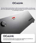 Heavy Duty Oculink Egpu Docking Station Featuring Rock Solid 800W Power Supply Optimized For Nvidia Rtx And Amd Radeon Cards To Level Up Your Gaming Rig Setup, close-up view of connector and branding.