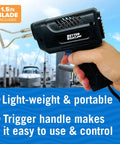 Hand holding Hot Knife Rope Cutter With Heated Sealing For Quick, Clean Cuts Of Nylon, Polyester And Plastic.
