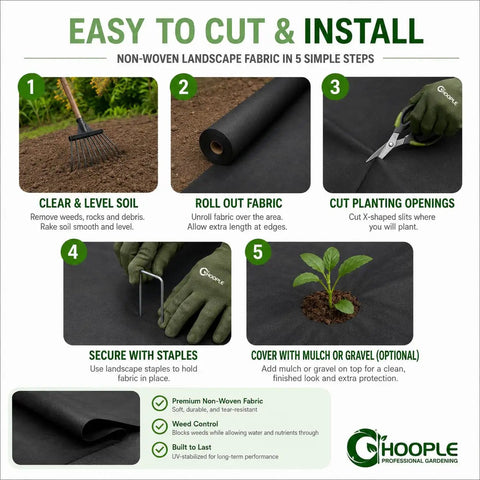 Tough As Nails Weed Barrier Landscape Fabric 3ft By 30ft, Commercial Grade Non Woven Ground Cover For Weed Control In Gardens