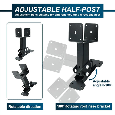 Beefed Up Heavy Duty Adjustable Patio Roof Riser Brackets Kit With Flexible U Shaped Saddle, Easy To Install For 4x4 And 4x6 Lumber, Pergola Roof Brackets For Porches Gazebos And Patios, Built To Last Roof Support