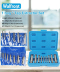 10 Pcs Tap Extractor Set For Broken Screws And Fasteners Steel Screw Remover Tools in blue plastic case, various sizes.