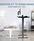 Vivo Black Standing Desk 71 By 36 Inches Electric Height Adjustable Sit Stand Workstation displayed with two different height settings.