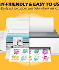 Matte Laminating Sheets For Inkjet Printable Vinyl Sticker Paper And Transfers Clear Contact Paper For Scrapbooking And Photo Projects 8.26 By 11.69 Inches A4 Pack Of 56 Sheets shown being used with a cutting machine