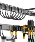 64 Inch Heavy Duty Wall Mounted Garden Tool Organizer With 10 Adjustable Hooks For Garage Basement Shed And Workshop Durable Steel