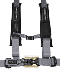 Gray 4 Point Harness With 2 Inch Straps Universal UTV Off Road Harness Kit showing front view with padded shoulders.