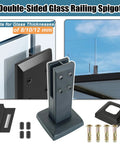 Double-Sided Glass Railing Spigot for 8/10/12 mm glass, black stainless steel, ideal for secure glass panel installations.