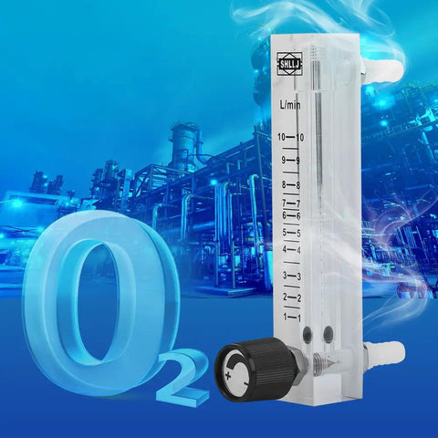Gas Flow Meter 1 To 10 LPM With Control Valve For Oxygen And Air, Transparent Acrylic Meter With 8mm Hose Barb, Unidirectional Flow Gauge, Plug And Play Gas Measurement Tool For Lab Or Workshop, O2