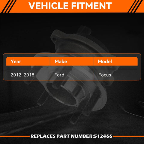 Rear Wheel Hub Bearing Assembly With ABS For Ford Focus 2012 2013 2014 2015 2016 2017 2018 5 Lug Part Numbers 512466 VKBA6789 BV612C299AAC