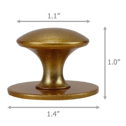 Champagne finish knob from 4 Pack Self Adhesive Drawer Knobs Mini Handles For Kitchen Cabinets And Doors, dimensions shown
