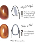 Cat Eye Magnetic Gel Nail Polish Kit with Holographic Glitter Quick Dry Formula, nail styling guide for angled and entire nail designs.