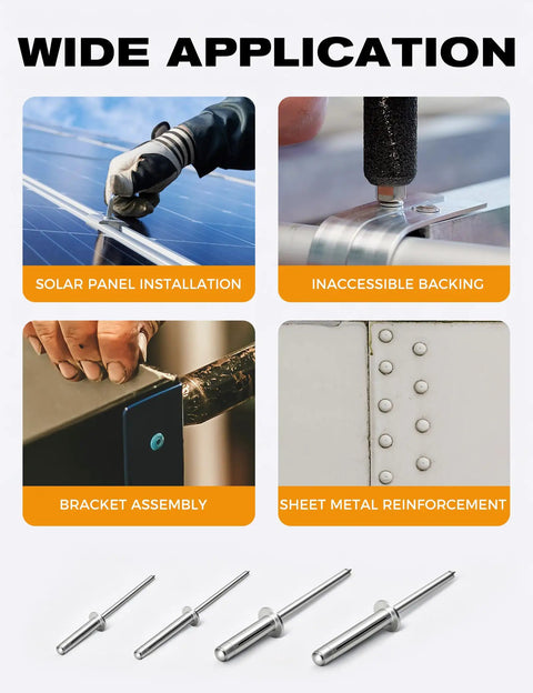 Tri Fold Pop Rivets One Eighth Inch By Half Inch, 100 Pack High Grip Exploding Bulb Blind Rivets For Thin Sheet Metal