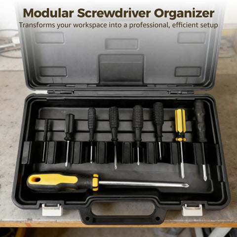 Modular Screwdriver Organizer Set With Magnetic Holders For Tool Drawers And Tool Boxes Wavy Groove Design 3 Pack With 24 Holders