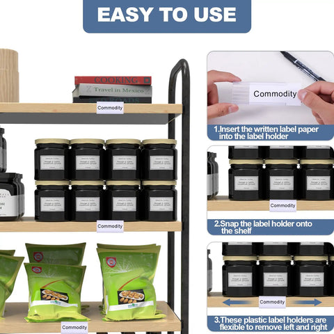 Clutch Wire Shelf Label Holders With Thirty Plastic Clip In Sleeves For Pain Free Pantry Organization And Zero Mess Retail Vibe Snaps Securely Onto One Point Two Five Inch Metal Racks To Keep Your Entire Store Looking Tight And Totally Legit