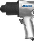Side view of One Half Inch Air Impact Wrench With Five Hundred Foot Pounds Max Torque At Ninety PSI Twin Hammer Heavy Duty Pneumatic Tool With Five Speed Regulator For Lug Nuts And Tough Automotive Repairs