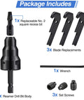 Pro Grade Conduit Reamer Kit With Bit Retention For Half Inch, Three Quarter Inch, And One Inch Pipes, Includes Blade Kit