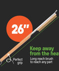 26-inch brush from Pizza Stone Cleaner And Oven Brush Kit For Home Cooks And Pizza Pros with a wooden handle and metal bristles.