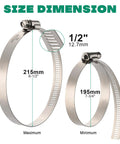 8 Inch Stainless Steel Hose Clamps Set Of 10 Adjustable From 7 3 4 To 8 1 2 Inches Metal Worm Gear Duct Clamps dimensions