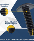 Top Drawer 10-32 Machine Screw And Cage Nut Bundle With Washers, Pro Grade Rackmount Gear Ready To Rock, detailed view of threaded machine screw.