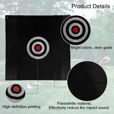 Product details of 57 Inch Silent Golf Practice Net with Colorful Target Cloth for indoor and outdoor training.
