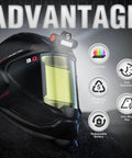 Large View Auto Darkening Welding Helmet With LED Light And Blue Light Blocking Shield For TIG MIG ARC Cut And Grind All Day True Color Solar Powered Hood With Four Arc Sensors And Shade Range Three To Thirteen