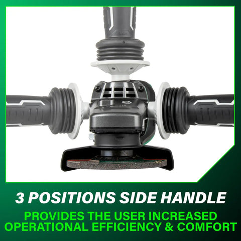 Cordless 4-1/2 Inch Paddle Switch Angle Grinder With A Beast 750W Brushless Motor, 8000 RPM, anti-vibration side handle