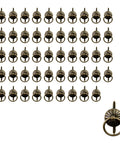 50 Pcs Antique Bronze Metal Ring Pull Handles for Jewelry Boxes Cabinets and DIY Projects, shown with 14 mm inner ring, 17 mm base.