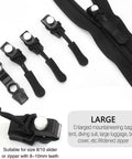 Zipper Repair Kit 18 Piece Universal Quick Install Replacement Zipper Heads for size 3, 5, and 8 nylon, plastic, and metal zippers