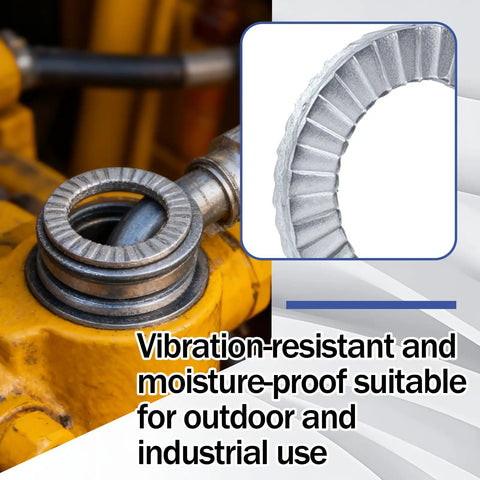 Premium 5/16 Inch Wedge Locking Washers 20 Pack Vibration Proof Manganese Steel Fasteners on equipment for secure joints.
