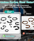 Ultimate Snap Ring Assortment Kit With 1015 Pieces Including C Clips 5mm to 16mm and E Clips 2mm to 12mm 24 Sizes and 590 E Clips For DIY Repairs and Home Garage Projects, carbon steel snap rings