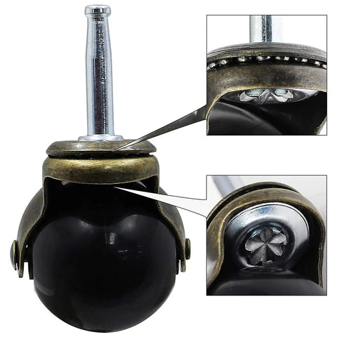 Antique Ball Caster Wheels For Furniture 1.5 Inch Diameter set showing smooth glide mechanism and sturdy design for easy mobility.