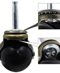 Antique Ball Caster Wheels For Furniture Smooth As Butter 1.5 Inch Diameter showing black ball and metal attachment for easy glide.