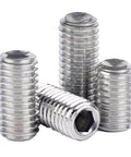 DIY Ready M3 Grub Screws 8mm 0.5mm Pitch, Headless Cup Point And Flat Point Internal Hex Drive, 304 Stainless Steel, four screws