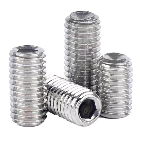 DIY Ready M3 Grub Screws 8mm 0.5mm Pitch, Headless Cup Point And Flat Point Internal Hex Drive, 304 Stainless Steel, four screws