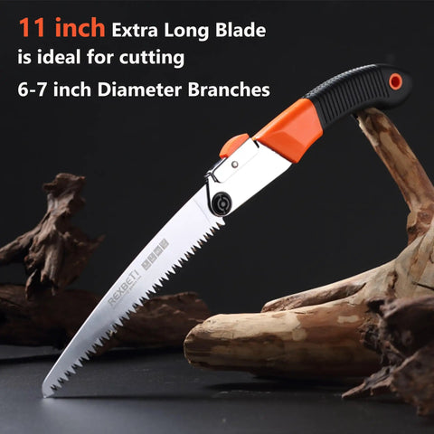 11 Inch Folding Saw With SK-5 Steel Blade For Wood Cutting Camping Bushcraft And Pruning Thick Branches Delivers Fast Clean Cuts With Aggressive 7 TPI Teeth Heavy Duty Portable Outdoor Tool Great Gift For Outdoorsy Men