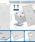 Kickass Stainless Steel Mending Plates 20 Piece Set With Pre Drilled Screws for repairing furniture, showcasing flat corner connectors with screws.